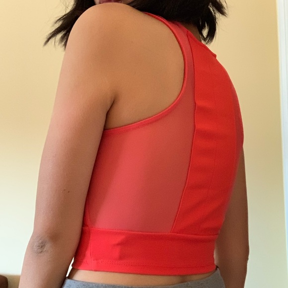 Sparkle & Fade Orange Mesh Crop Top - Picture 2 of 3